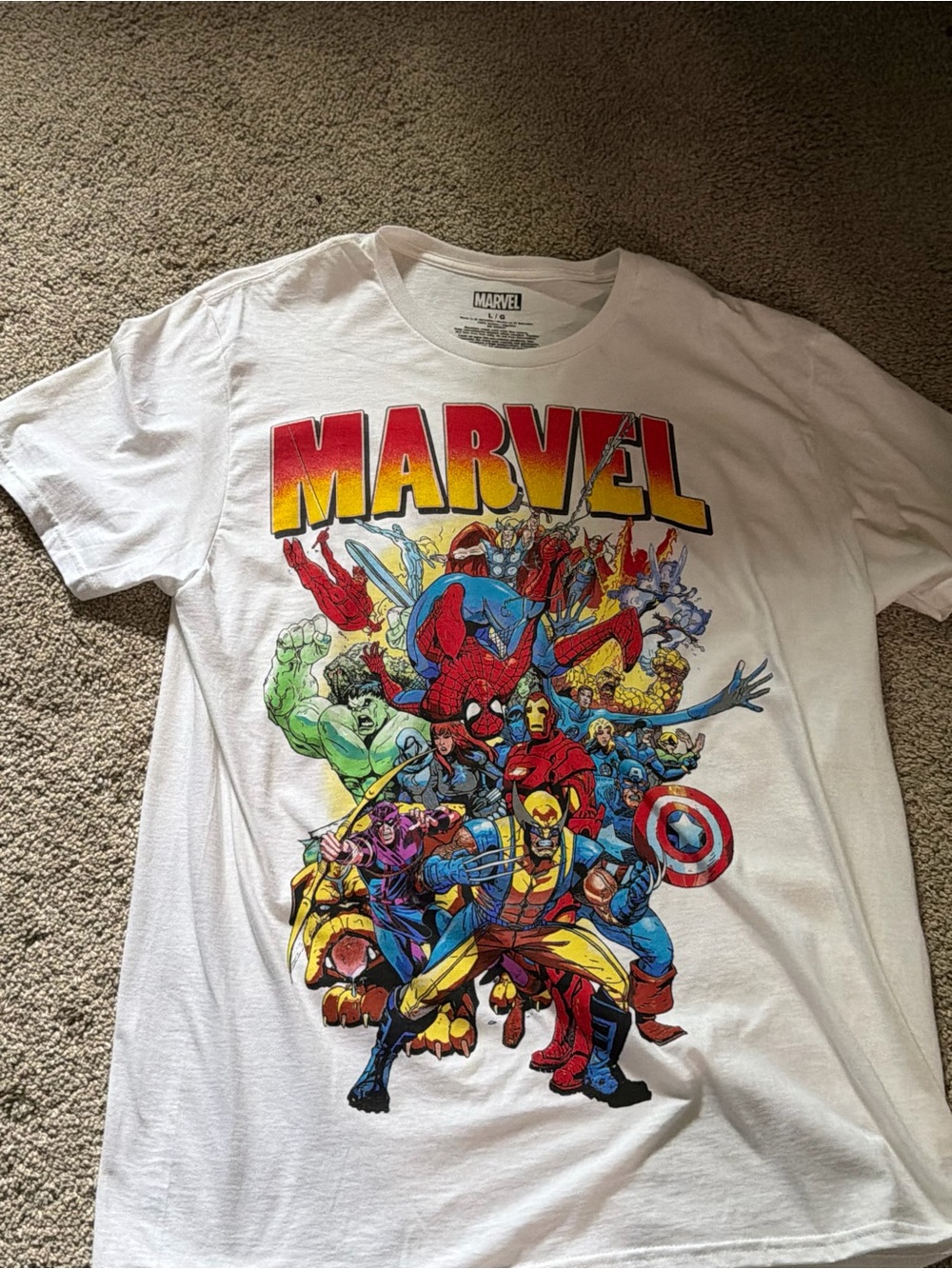 Marvel White Short Sleeve Superhero Graphic Tee